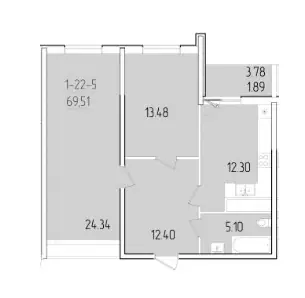 Двухкомнатная квартира · 69.4 м² · ЖК 63 Жемчужина