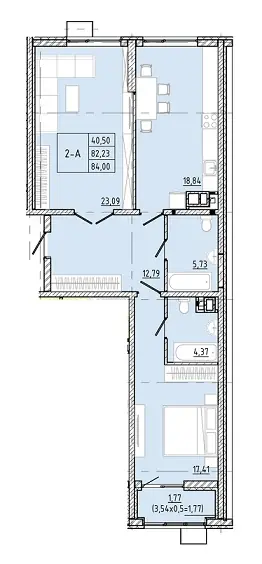 Двухкомнатная квартира · 84.0 м² · ЖК Модерн