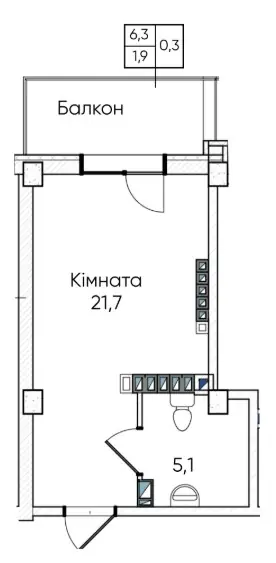 Студия · 28.8 м² · ЖК Гринвич Парк