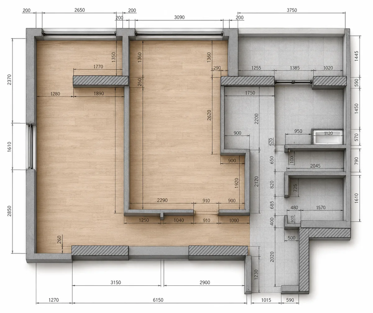 2-room apartment · 75.5 m² · Clubny 7