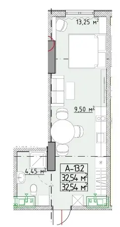 Студия · 32.54 м² · ЖК ЭЛЛАДА