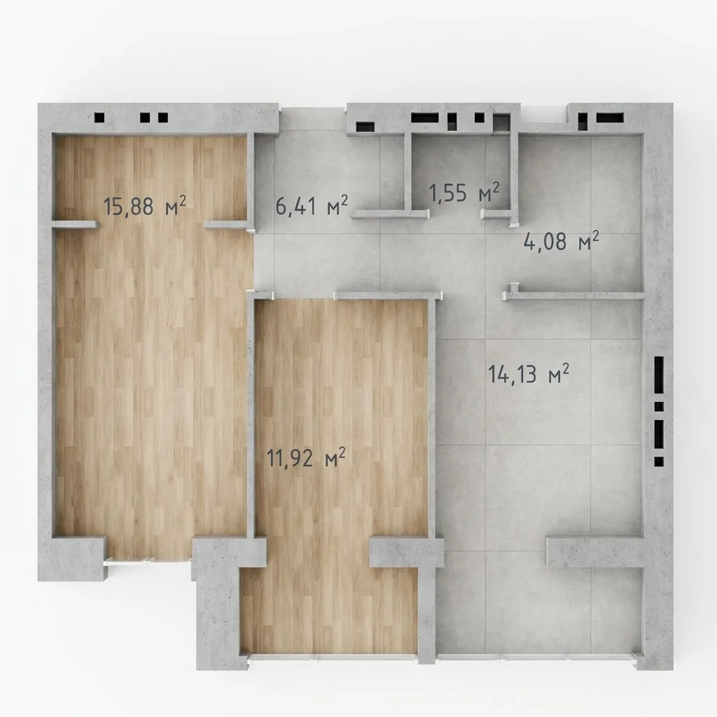 Двухкомнатная квартира · 55.65 м² · ЖК Одесская Чайка
