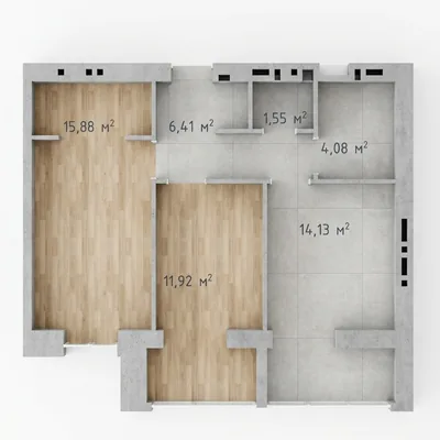 Двухкомнатная · 55.65 м² · ЖК Одесская Чайка