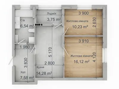 Двокімнатна · 58.4 м² · ЖК Одеса Сіті