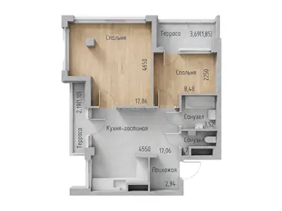 Двухкомнатная · 55.0 м² · ITown (АйТаун)