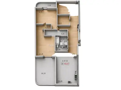 Three-bedroom · 153.57 m² · 69 Pearl