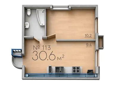 Студия · 30.6 м² · ЖК Рю МЕНАР (Rue Menars)