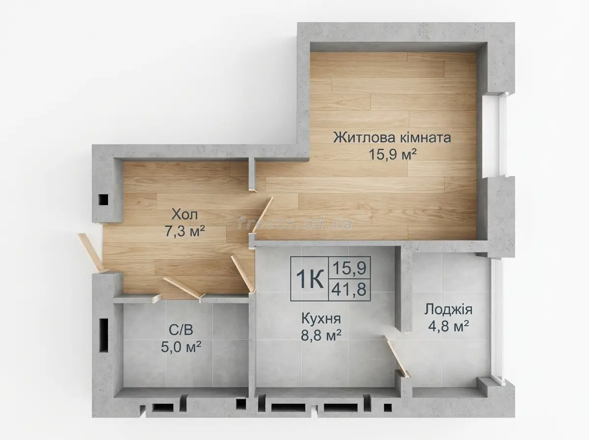 1-room apartment · 40.1 m² · Odessa City