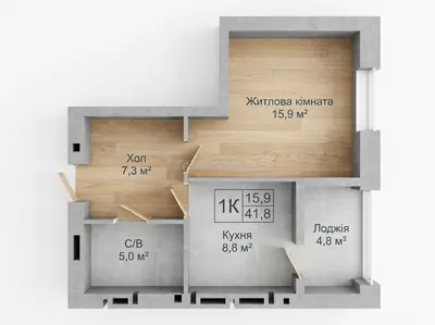 Однокімнатна · 40.1 м² · ЖК Одеса Сіті