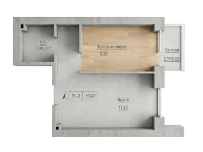 Однокомнатная · 30.42 м² · ЖК Кекс (Keks)