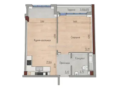 Однокомнатная · 45.0 м² · ITown (АйТаун)
