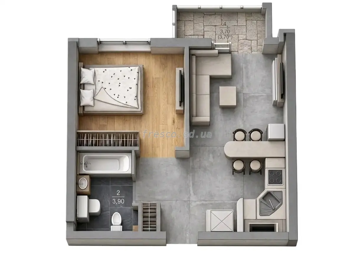 Однокомнатная квартира · 35.2 м² · ЖК Таировские сады