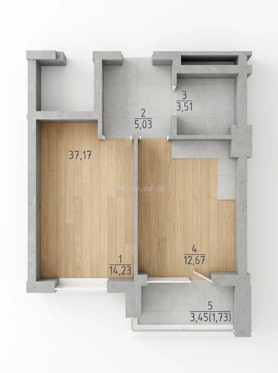 Однокомнатная квартира · 37.16 м² · ЖК Сады ривьеры