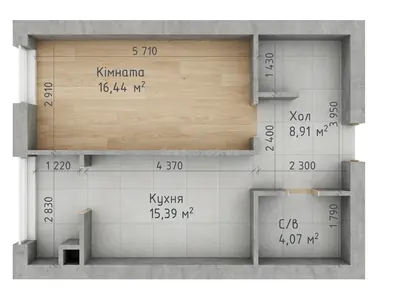 Однокомнатная · 44.81 м² · ЖК Чайка Люкс