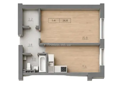 One-bedroom · 36.6 m² · Keks E-Edition