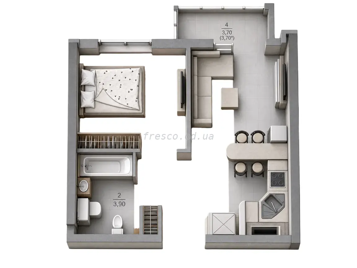 1-room apartment · 35.2 m² · Tairovo Gardens