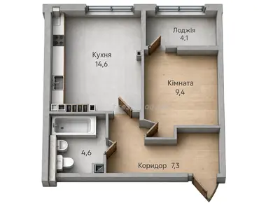 Однокомнатная · 39.9 м² · ЖК Гринвич Парк