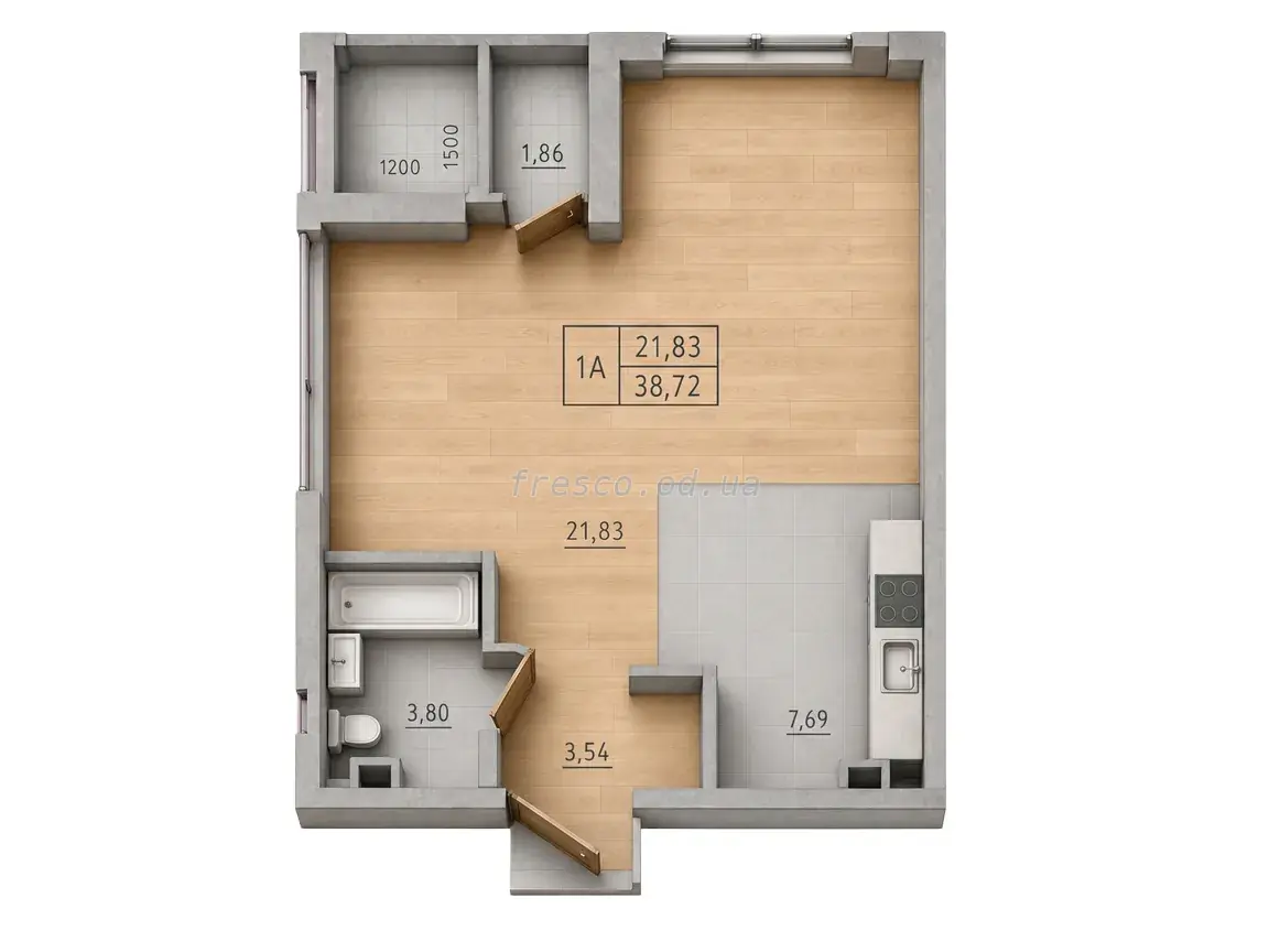 1-room apartment · 38.72 m² · City Park