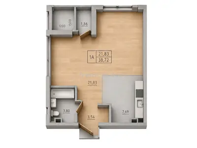 Однокомнатная · 38.72 м² · ЖК Сити Парк