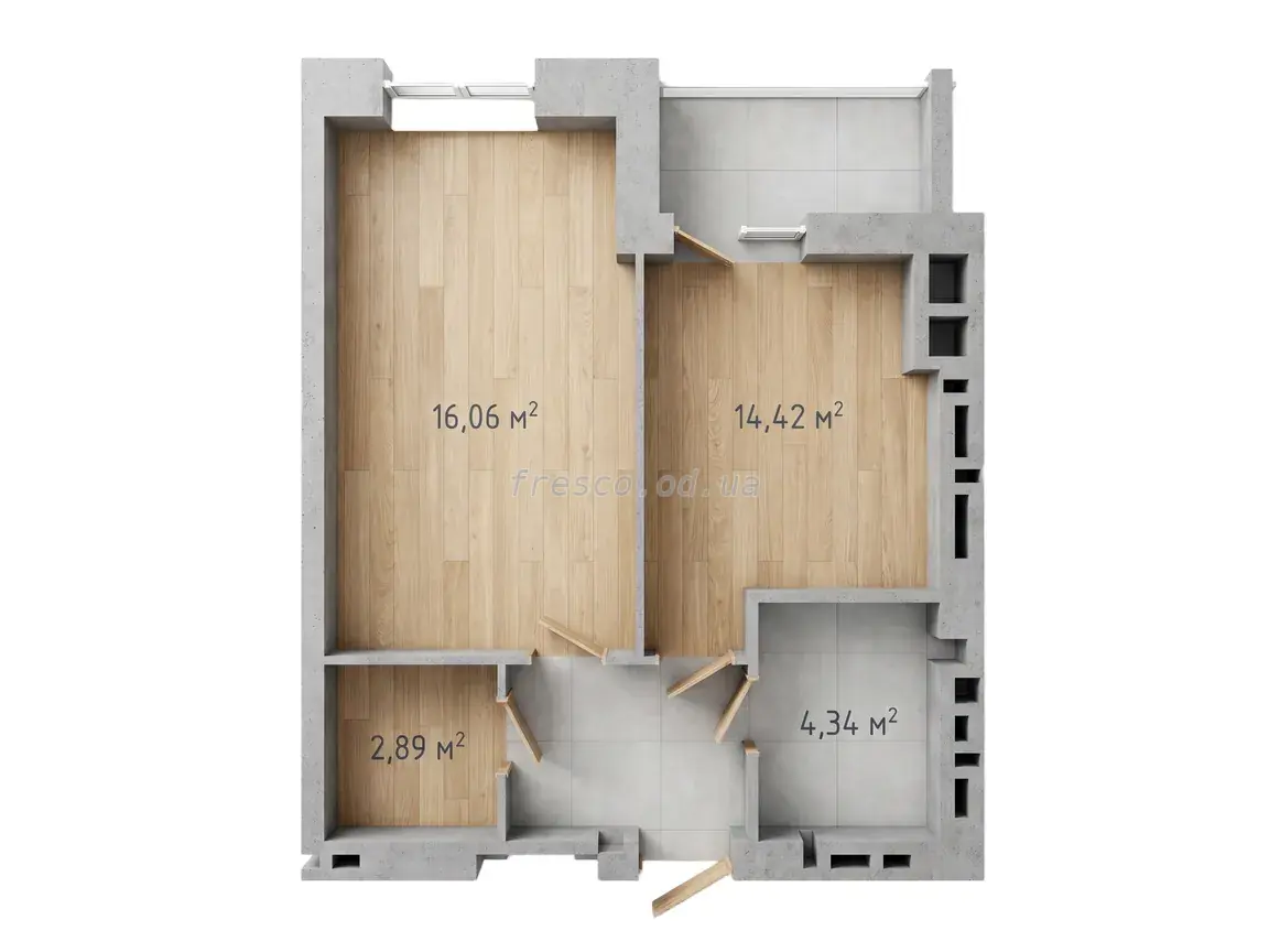 1-room apartment · 42.1 m² · Odessa Chaika