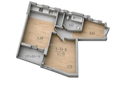 Однокомнатная · 40.6 м² · ЖК 68 Жемчужина