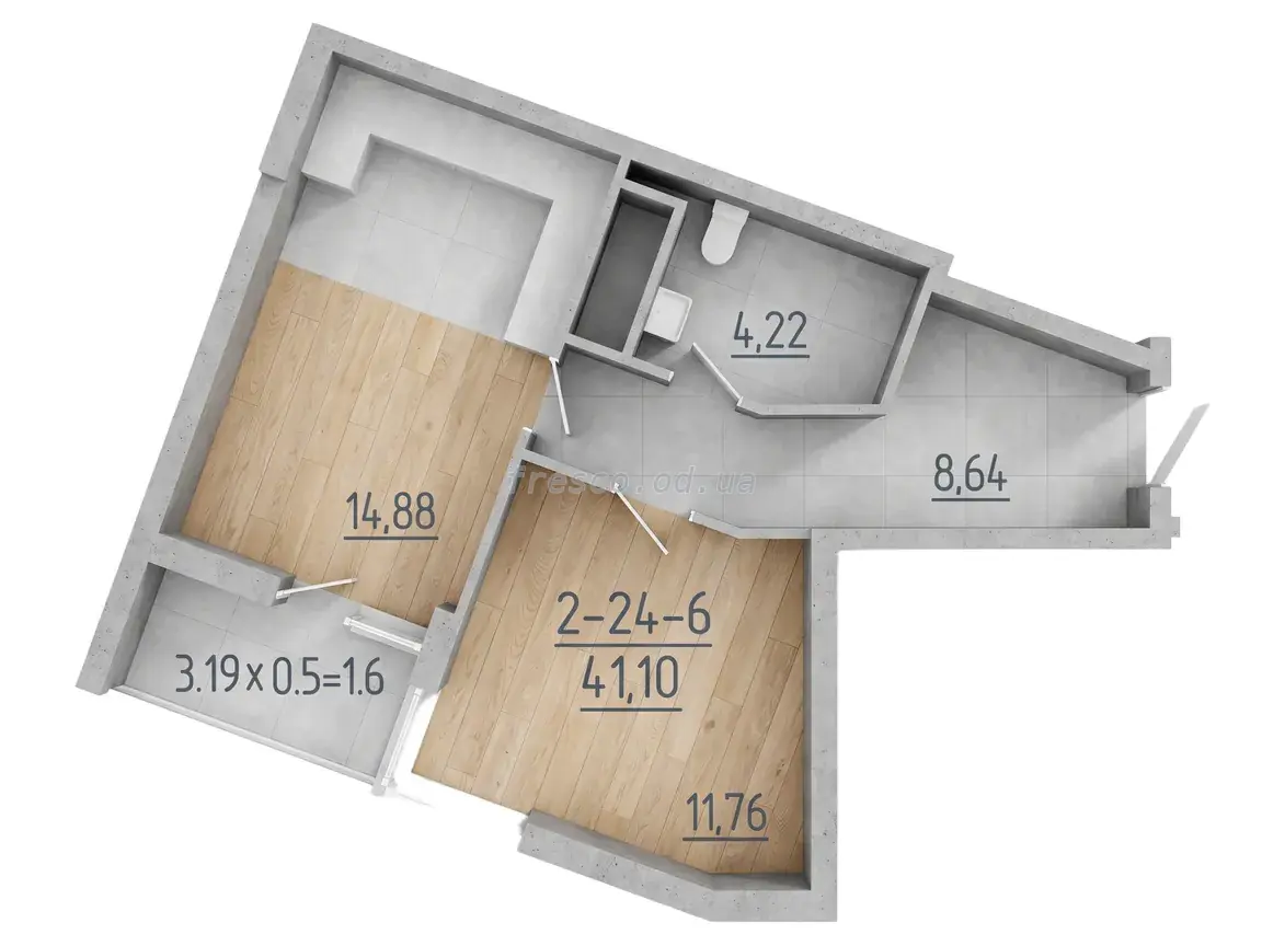 1-room apartment · 40.8 m² · 67 Pearl