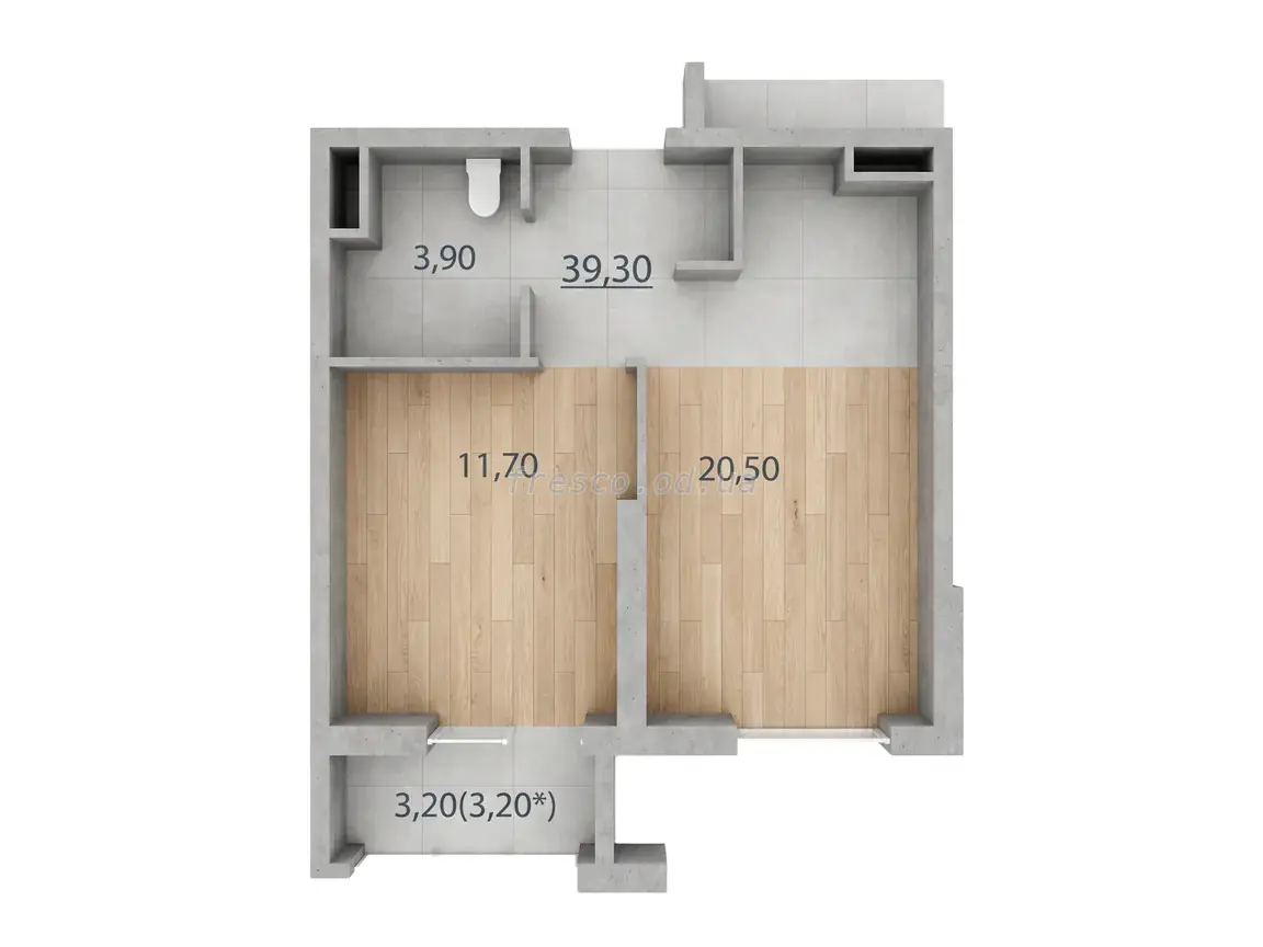 1-room apartment · 39.3 m² · Tairovo Gardens