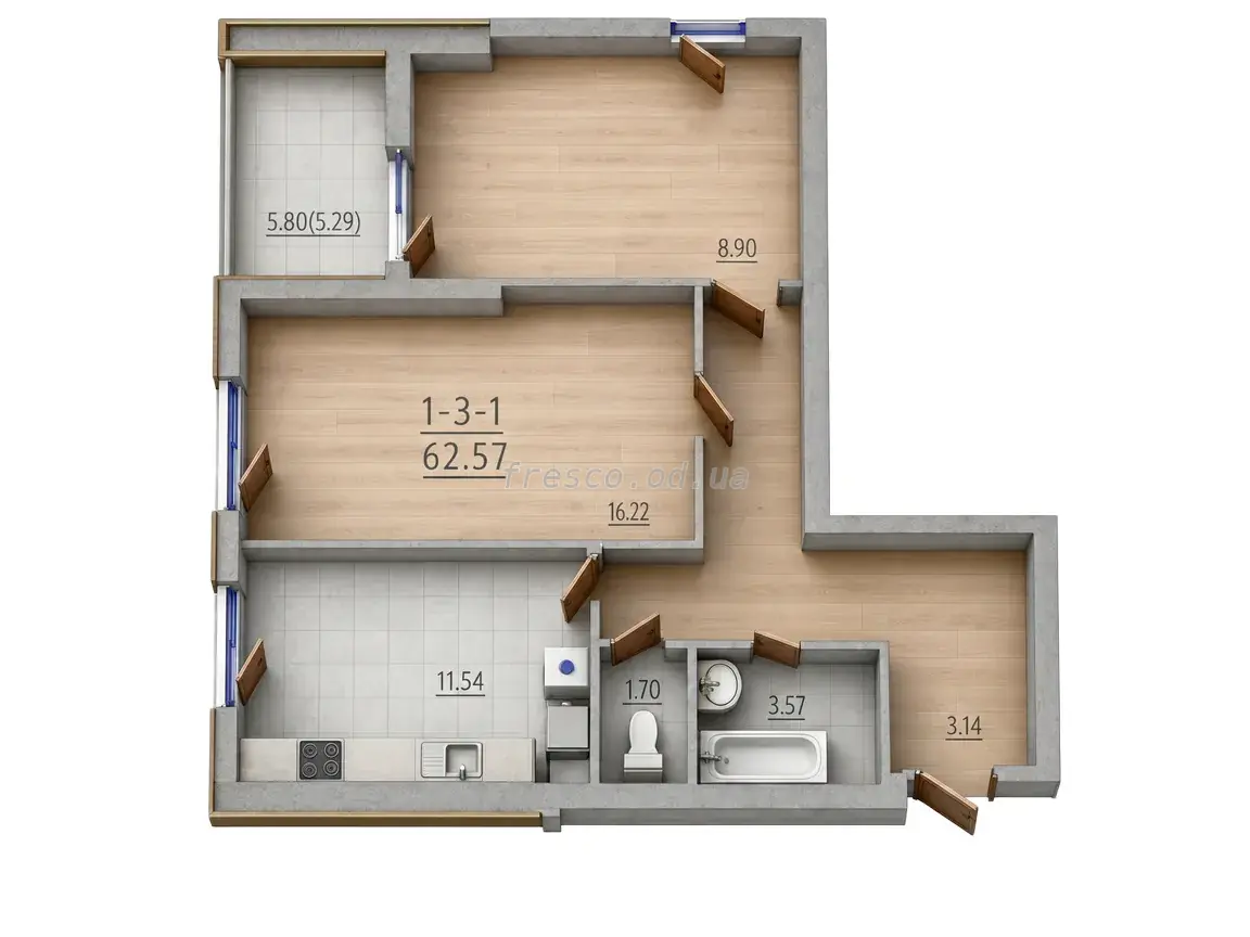 2-room apartment · 63.5 m² · 66 Pearl