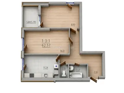 Двухкомнатная · 63.5 м² · ЖК 66 Жемчужина