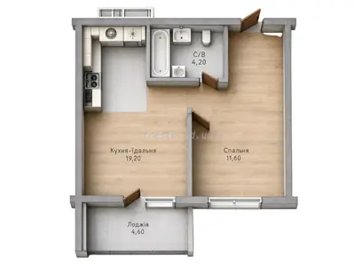 Однокомнатная · 46.7 м² · ЖК Sky City