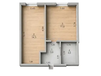 Однокомнатная · 33.5 м² · ЖК Акварель-7