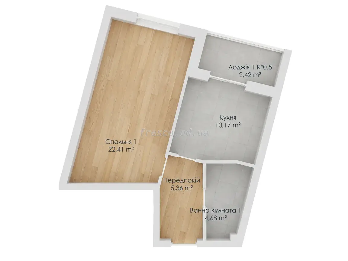 1-room apartments · 45.04 m² · Kandinsky Residence