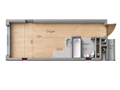 Студия · 22.1 м² · ITown (АйТаун)