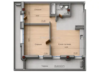 Двухкомнатная · 70.8 м² · ITown (АйТаун)