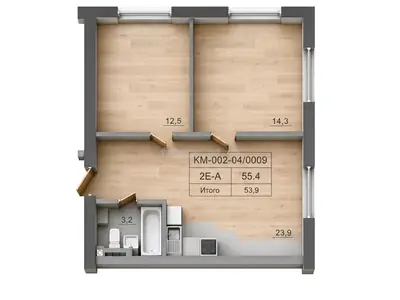 Two-bedroom · 43.7 m² · Keks E-Edition