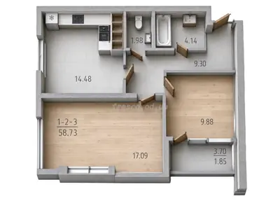 Двухкомнатная · 60.4 м² · ЖК 63 Жемчужина