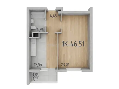 Однокомнатная · 43.4 м² · ЖК 59 Жемчужина