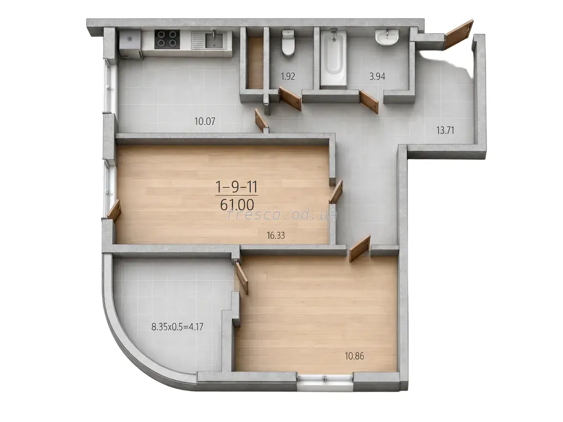 2-room apartment · 60.2 m² · 66 Pearl