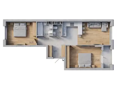 Двухкомнатная · 63.5 м² · ЖК Акварель 10