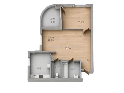 Двухкомнатная · 58.6 м² · ЖК 63 Жемчужина