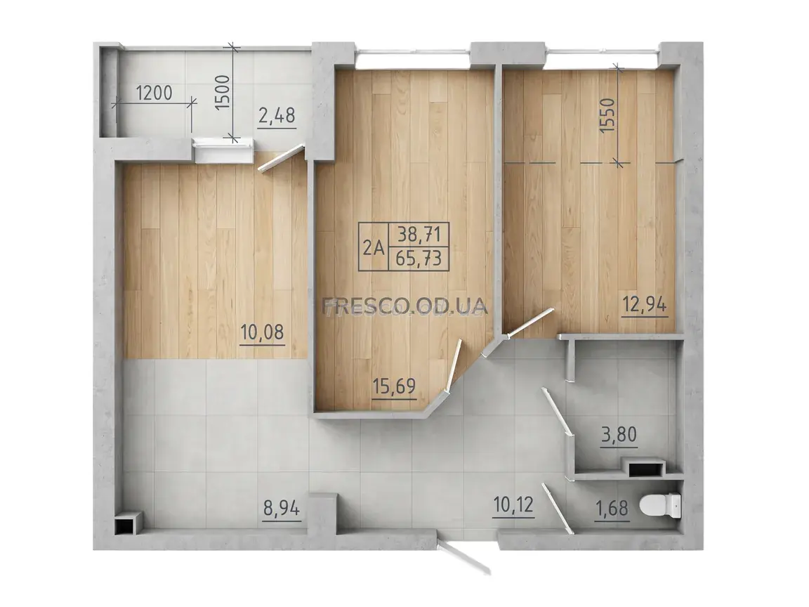 2-room apartment · 65.73 m² · City Park