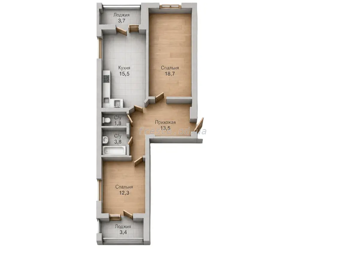 2-room apartment · 68.7 m² · Park Sovignon
