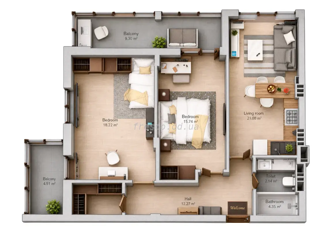 2-room apartment · 67.24 m² · Mariinsky