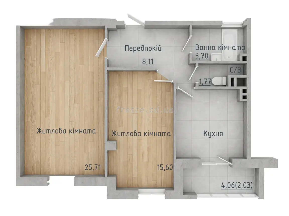 2-room apartment · 68.5 m² · Sokol