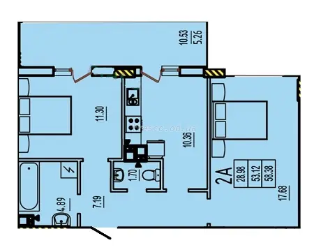 Двухкомнатная квартира · 64.7 м² · ЖК Розенталь