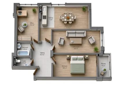 Трёхкомнатная · 79.0 м² · ЖК Золотая Эра