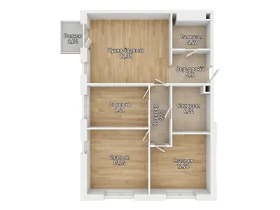 Трёхкомнатная · 80.6 м² · ЖК Sky City