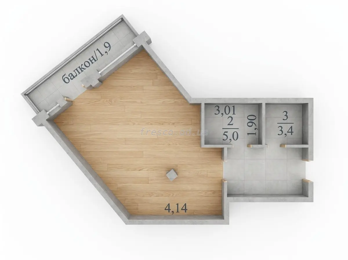 Двухкомнатная · 56.5 м² · ЖК Кристал Люкс