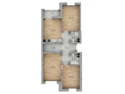 Трёхкомнатная · 87.8 м² · ЖК RealPark (Реал Парк)
