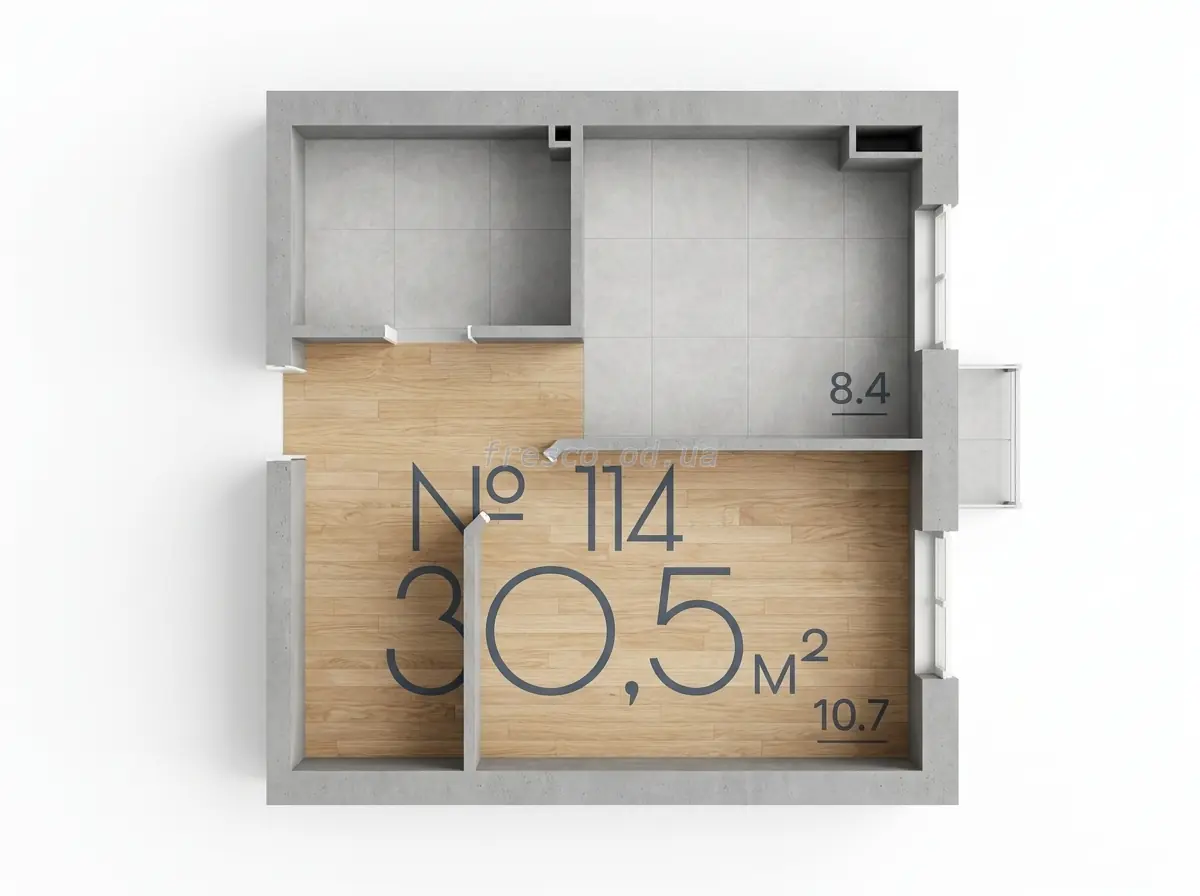 Однокомнатная квартира · 30.5 м² · ЖК Рю Менар
